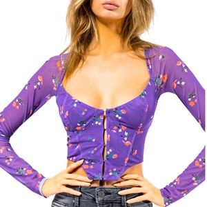 AFRM Floral Long Sleeve Corset Top